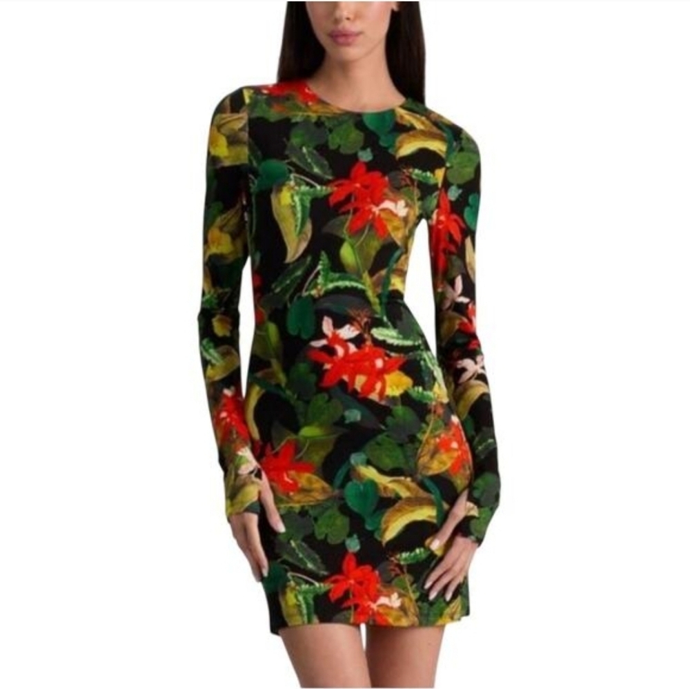 Alice + Olivia Delora Tropical Long Sleeve Dress